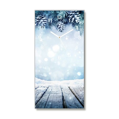 Glasuhr Vertikal Winter-Schnee-Weihnachtsbaum