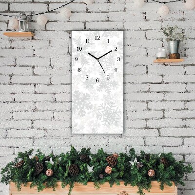 Glasuhr Vertikal Winter-Schnee-Schneeflocken