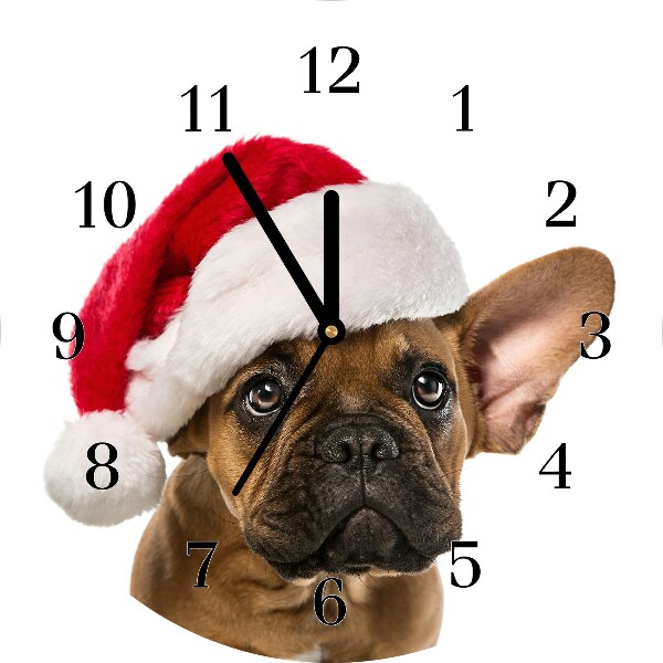 Glasuhr Runden Bulldog Hundeweihnachts