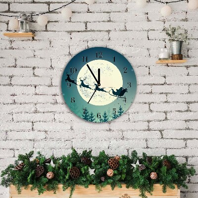 Glasuhr Runden Weihnachtsmann Schlitten Weihnachten