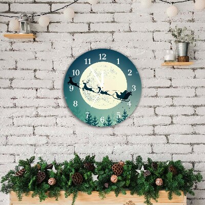 Glasuhr Runden Weihnachtsmann Schlitten Weihnachten