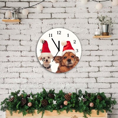 Glasuhr Runden Hunde Weihnachtsmann-Weihnachten