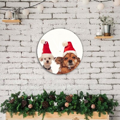 Glasuhr Runden Hunde Weihnachtsmann-Weihnachten