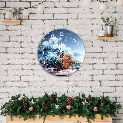 Glasuhr Runden Lebkuchen Weihnachtsferien Schnee
