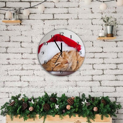 Glasuhr Runden Weihnachtskatze in Sankt-Hut