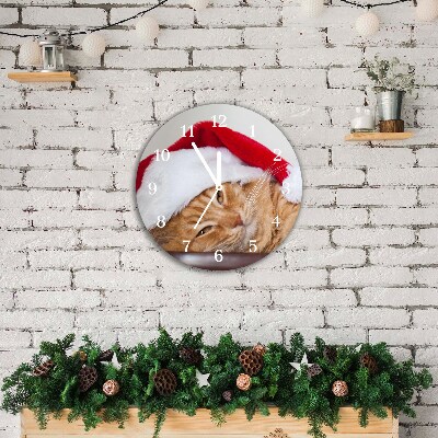 Glasuhr Runden Weihnachtskatze in Sankt-Hut