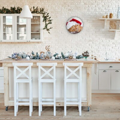 Glasuhr Runden Weihnachtskatze in Sankt-Hut