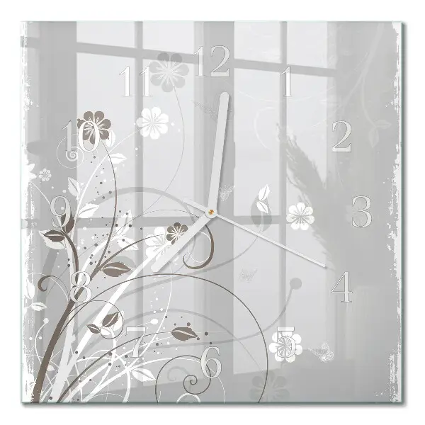 Moderne wanduhr quadratisch Blumen