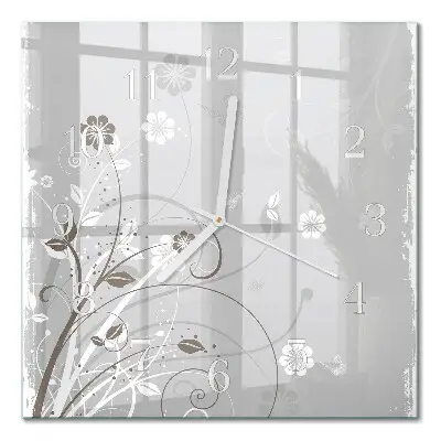 Moderne wanduhr quadratisch Blumen