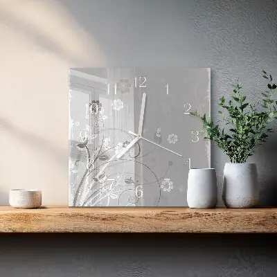 Moderne wanduhr quadratisch Blumen