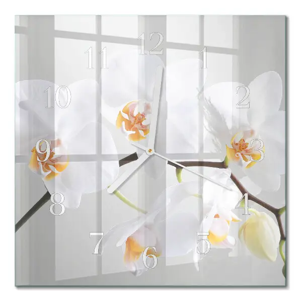 Quadratische wanduhr modern Orchidee