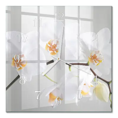Quadratische wanduhr modern Orchidee