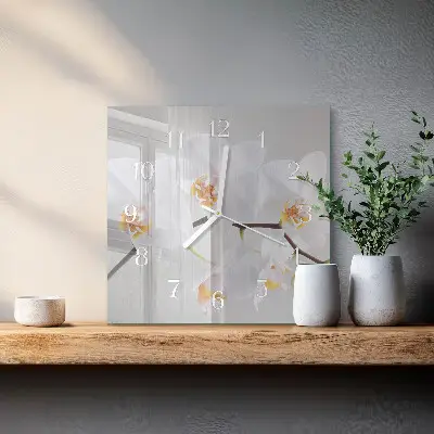 Quadratische wanduhr modern Orchidee