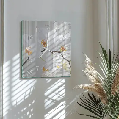 Quadratische wanduhr modern Orchidee