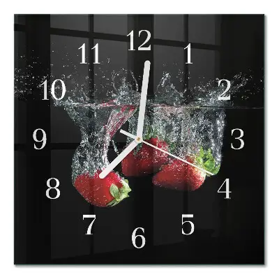 Glasuhr quadratisch Erdbeeren