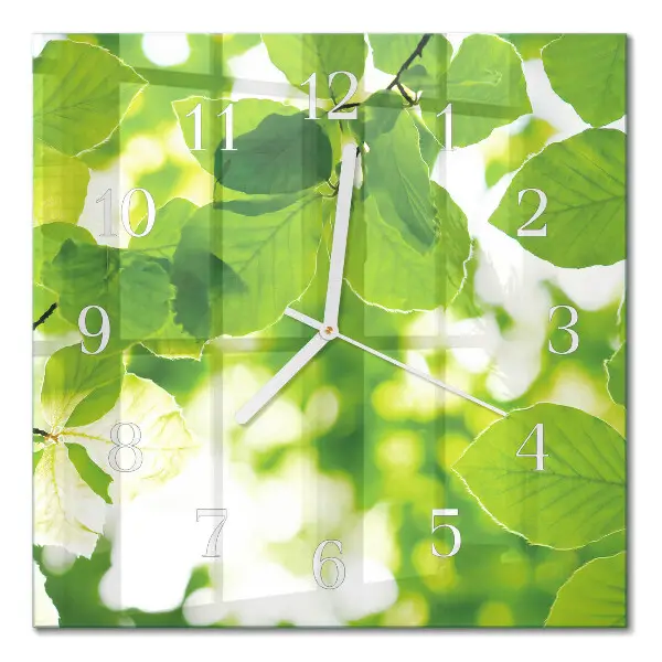Quadratische wanduhr Blätter