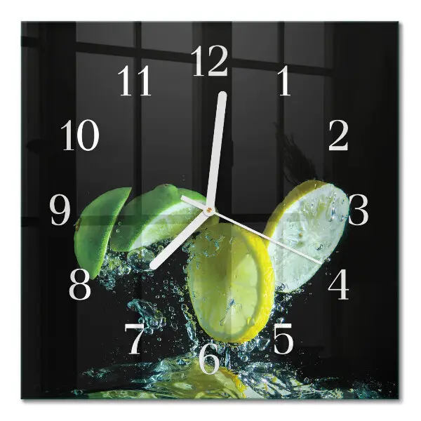 Glasuhr quadratisch Zitrone und Limette