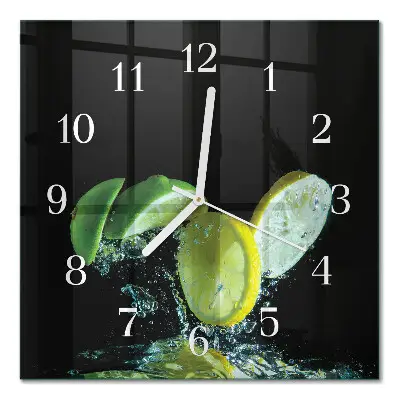 Glasuhr quadratisch Zitrone und Limette
