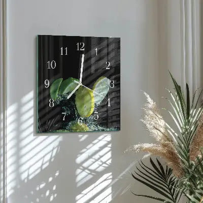 Glasuhr quadratisch Zitrone und Limette