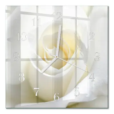 Moderne wanduhr quadratisch Weiße Rose