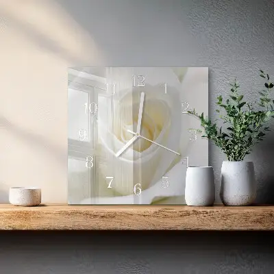 Moderne wanduhr quadratisch Weiße Rose