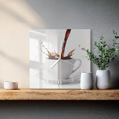 Quadratische wanduhr modern Eine Tasse Kaffee