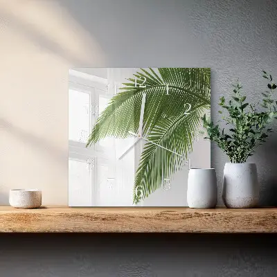Quadratische wanduhr modern Palmenblätter