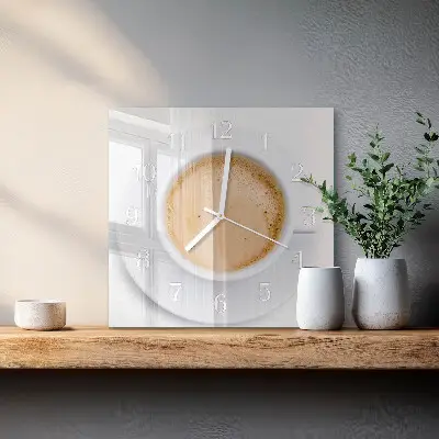 Quadratische wanduhr modern Eine Tasse Kaffee