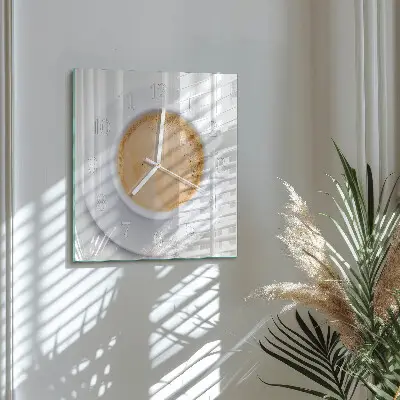 Quadratische wanduhr modern Eine Tasse Kaffee