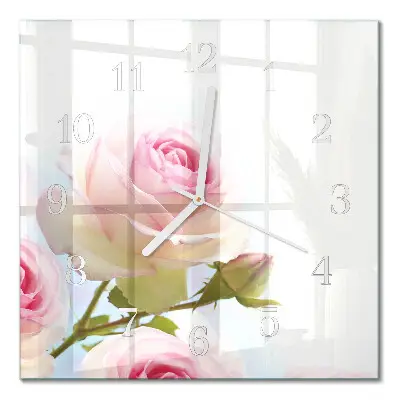 Quadratische wanduhr Rose