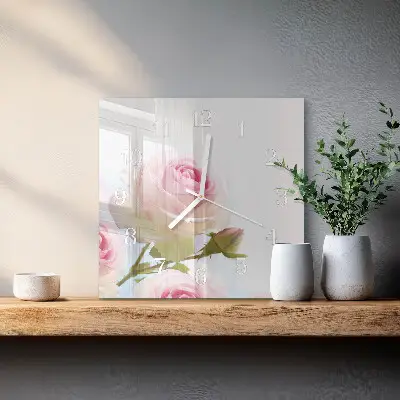 Quadratische wanduhr Rose
