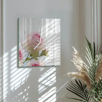 Quadratische wanduhr Rose