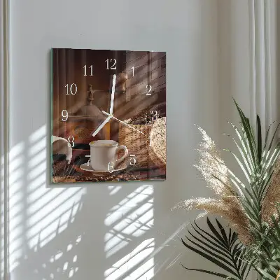 Quadratische wanduhr modern Eine Tasse Kaffee