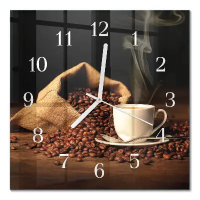 Glasuhr quadratisch Kaffeebohnen
