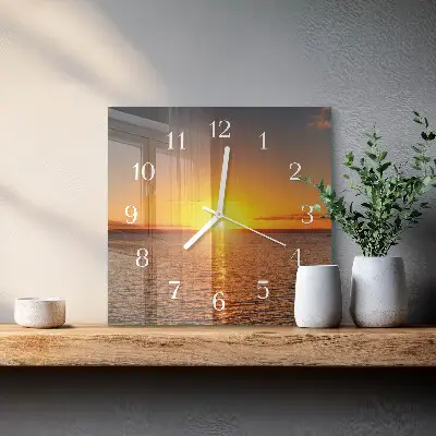 Glasuhr quadratisch Sonnenuntergang