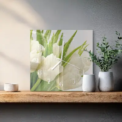 Glasuhr quadratisch Tulpen