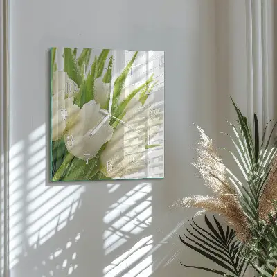 Glasuhr quadratisch Tulpen