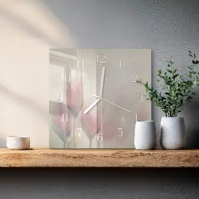 Glasuhr quadratisch Blumen