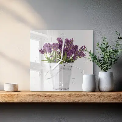 Quadratische wanduhr modern Lavendel