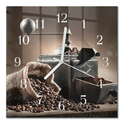Quadratische wanduhr Kaffeemühle