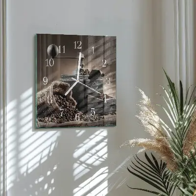 Quadratische wanduhr Kaffeemühle