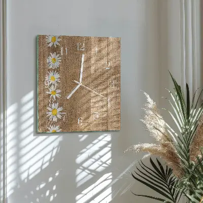 Glasuhr quadratisch Gänseblümchen