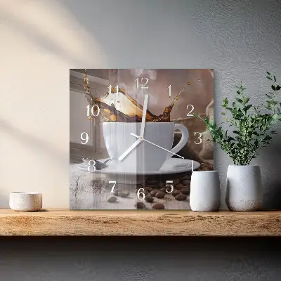 Quadratische wanduhr Kaffee
