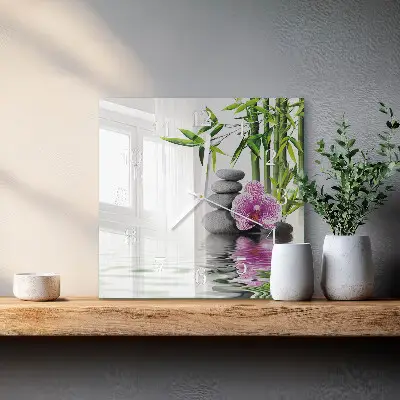 Moderne wanduhr quadratisch Blühender Baum