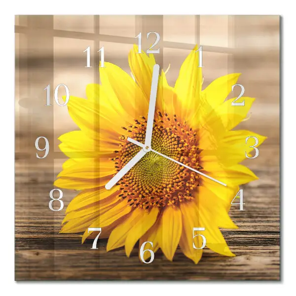 Quadratische wanduhr modern Sonnenblume