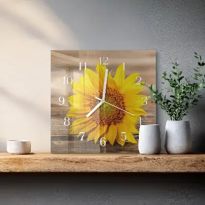 Quadratische wanduhr modern Sonnenblume