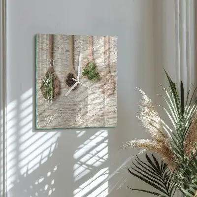 Wanduhr mit motiv quadratisch Holzlöffel