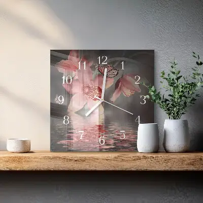Wanduhr mit motiv quadratisch Orchidee
