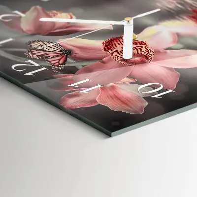 Wanduhr mit motiv quadratisch Orchidee