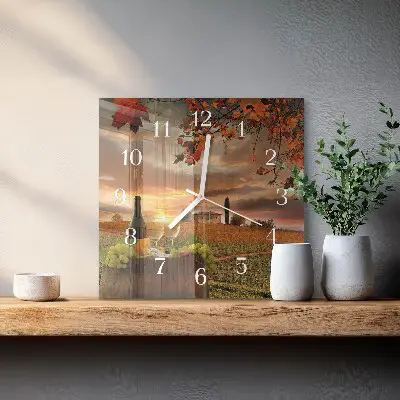 Wanduhr mit motiv quadratisch Naturwein